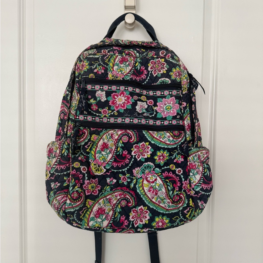 Vera Bradley Navy and Pink Paisley Backpack